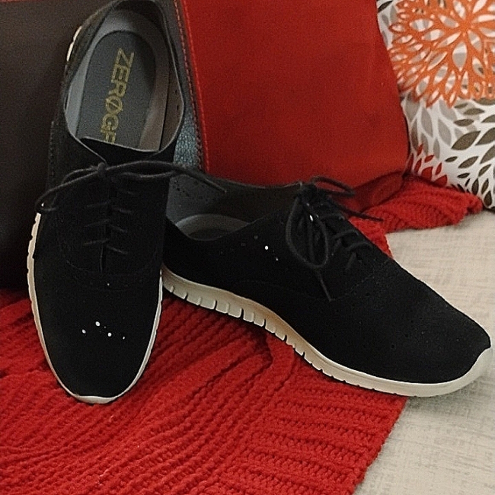 Cole Haan Zerogrand Black Suede Wingtip Oxfords